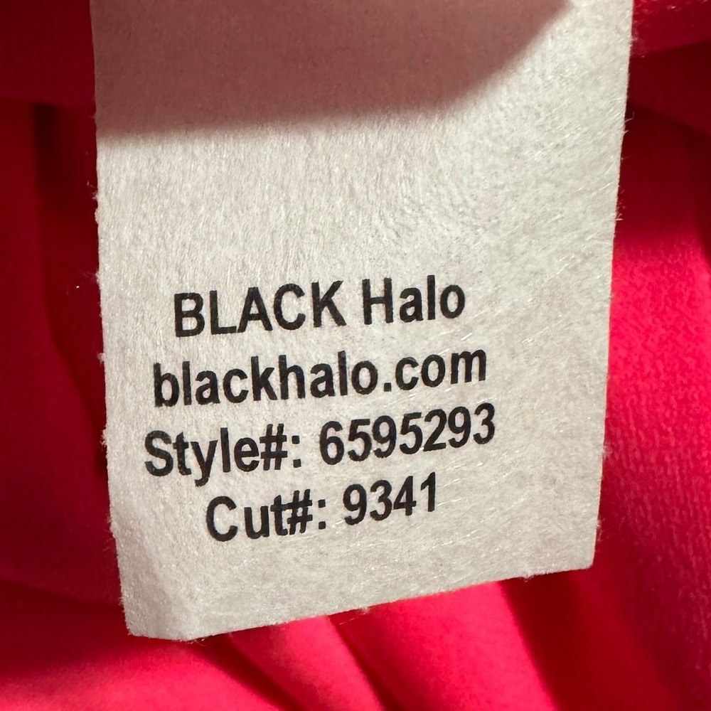 Black Halo Women's Dress 14 Pink Square Neck Short Sleeve Pleated Sheath - Picture 9 of 11